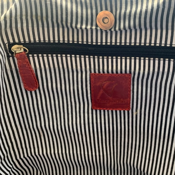 Large Genuine Leather Tote Bag – Burnt Orange – Striped Interior - Picture 3 of 11